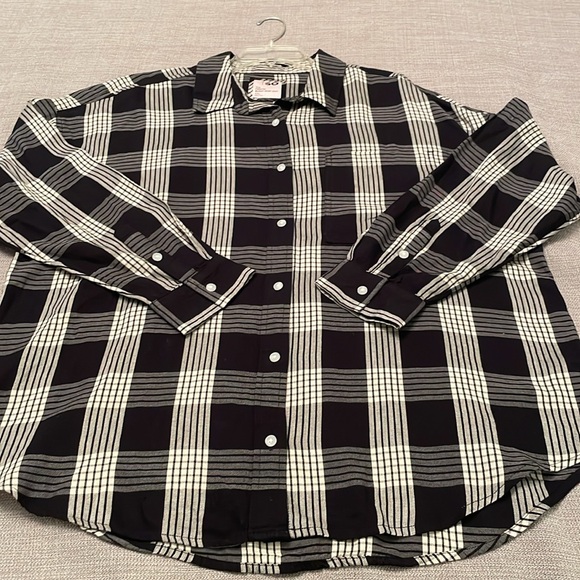 NWOT SO Goods For Life The Favorite Button-down Shirt XXL Plaid Black & Tan - Picture 9 of 11